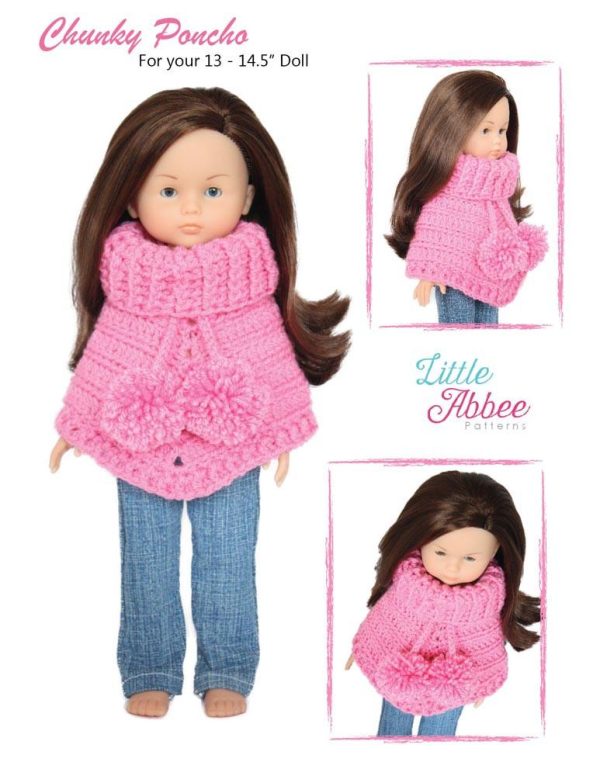 Chunky Poncho Crochet Pattern for 13-14.5  Dolls For Cheap - Image 4