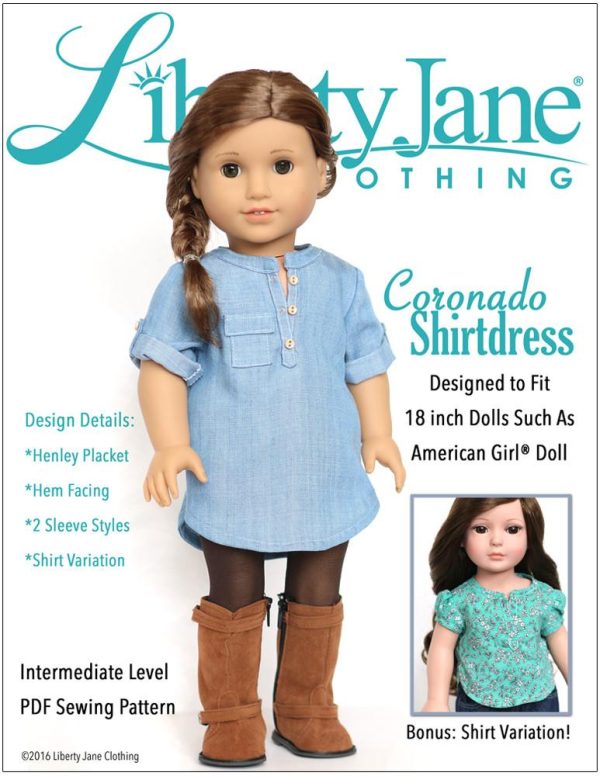 Coronado Shirtdress and Top 18  Doll Clothes Pattern Sale