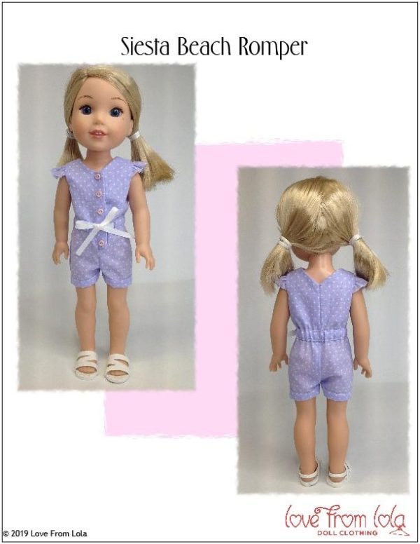 Siesta Beach Romper 14  - 14.5  Doll Clothes Pattern Online now - Image 2