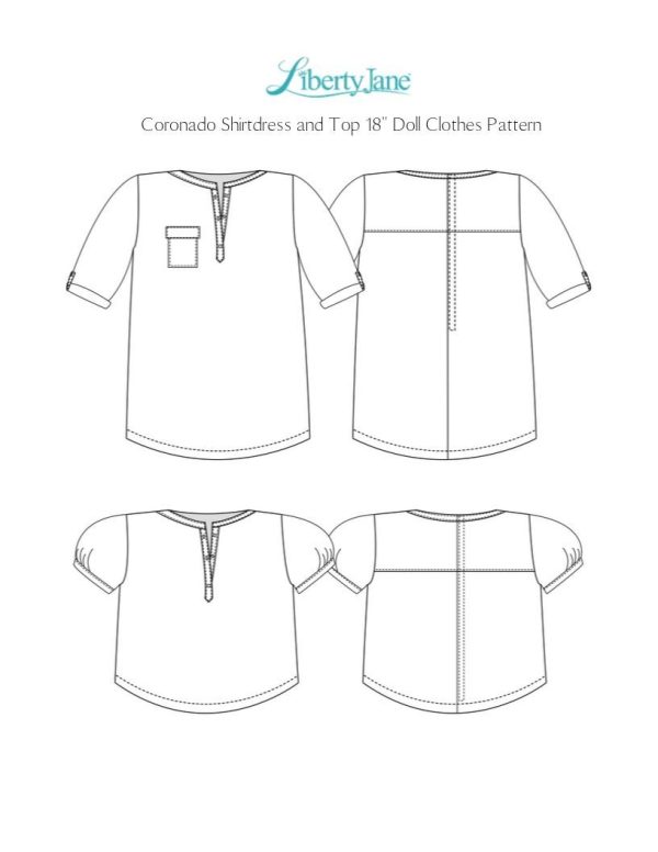 Coronado Shirtdress and Top 18  Doll Clothes Pattern Sale - Image 3