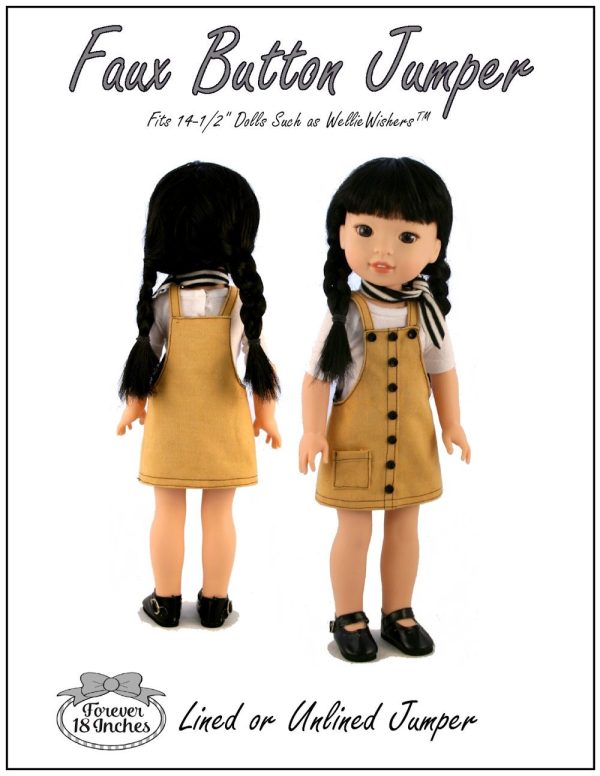 Faux Button Jumper 13-14.5  Doll Clothes Pattern Sale - Image 3
