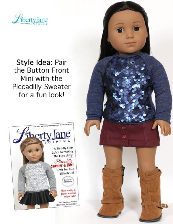 Button Front Mini Skirt 18  Doll Clothes pattern Cheap - Image 5