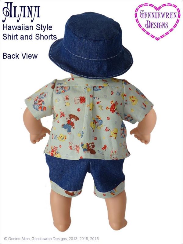 Alana - Hawaiian-Style Shirt, Shorts and Hat 15  Baby Doll Clothes For Discount - Image 2