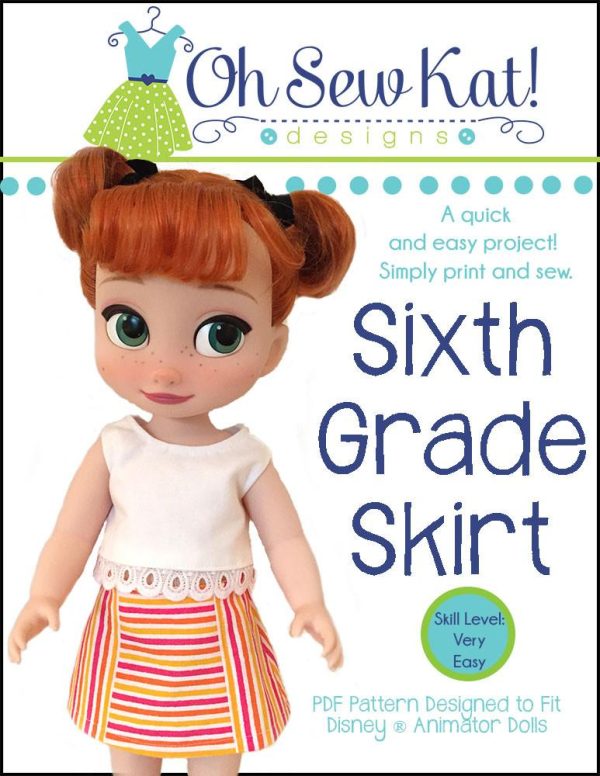 Sixth Grade Skirt Pattern For Disney Animator Dolls on Sale
