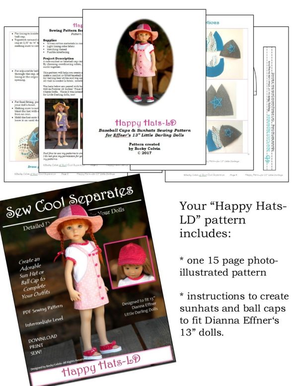 Happy Hats Pattern for Little Darling Dolls Supply - Image 3