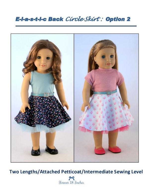 Elastic-Back Circle Skirt 18  Doll Clothes Pattern Cheap - Image 3