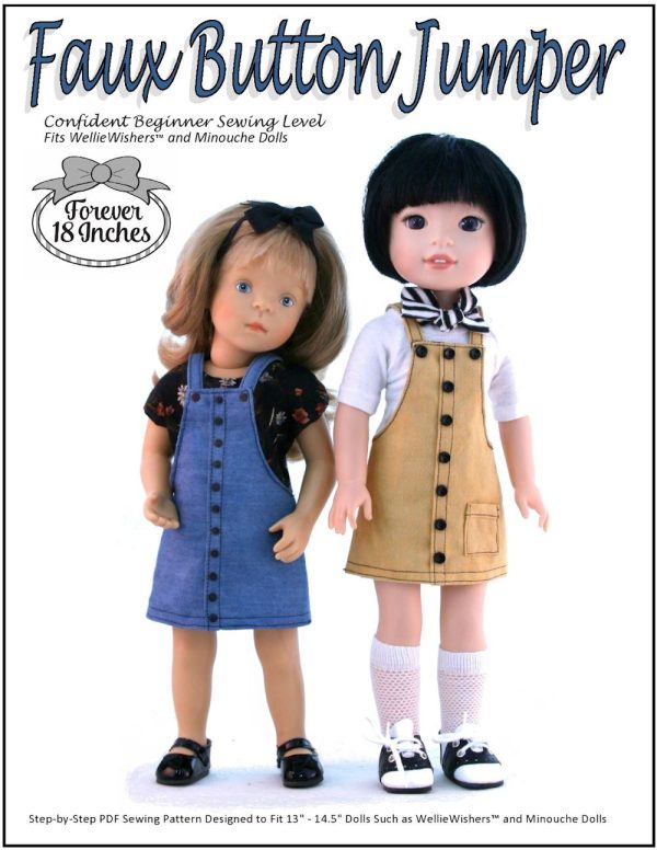 Faux Button Jumper 13-14.5  Doll Clothes Pattern Sale