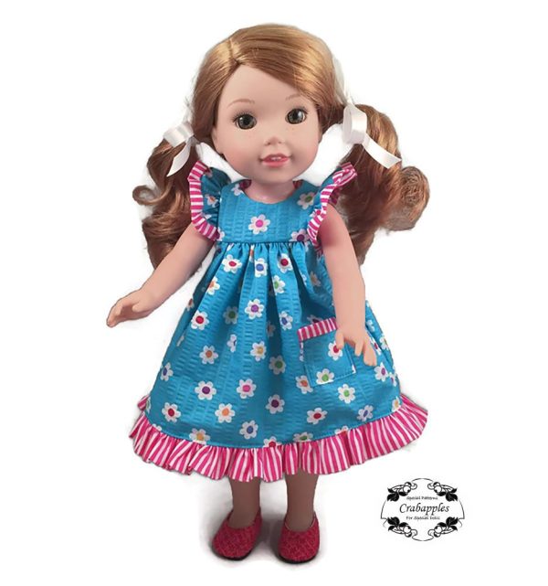 Flutter Sleeve Dress 14.5 Inch Doll Clothes Pattern Online - Image 5