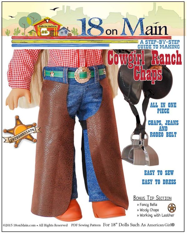 Cowgirl Ranch Chaps 18  Doll Clothes Pattern Sale