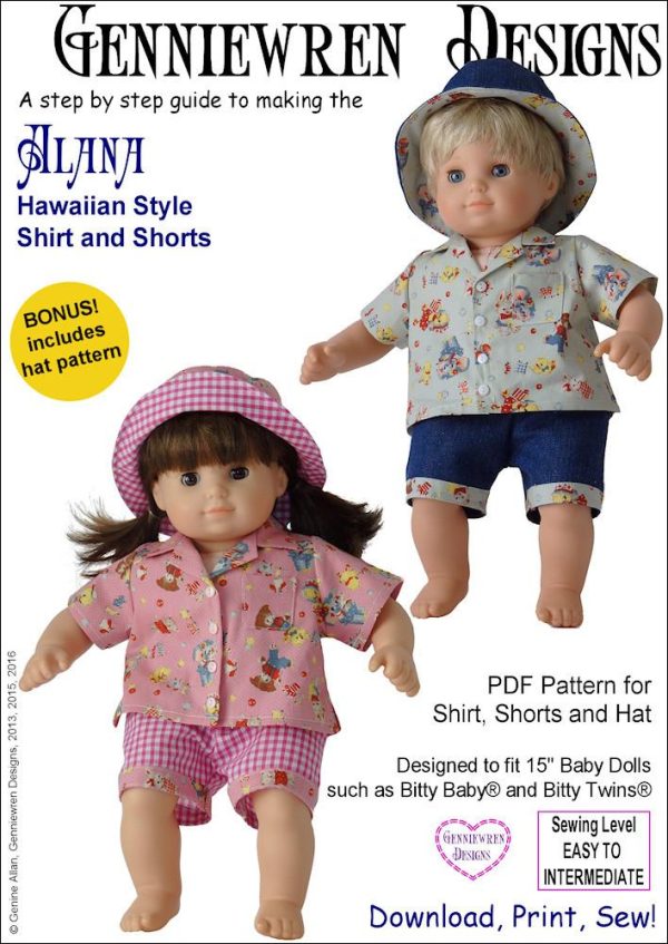 Alana - Hawaiian-Style Shirt, Shorts and Hat 15  Baby Doll Clothes For Discount
