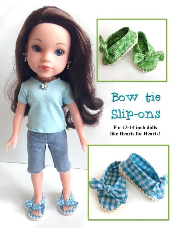Bow Tie Slip-Ons for Les Cheries and Hearts for Hearts Dolls on Sale - Image 2