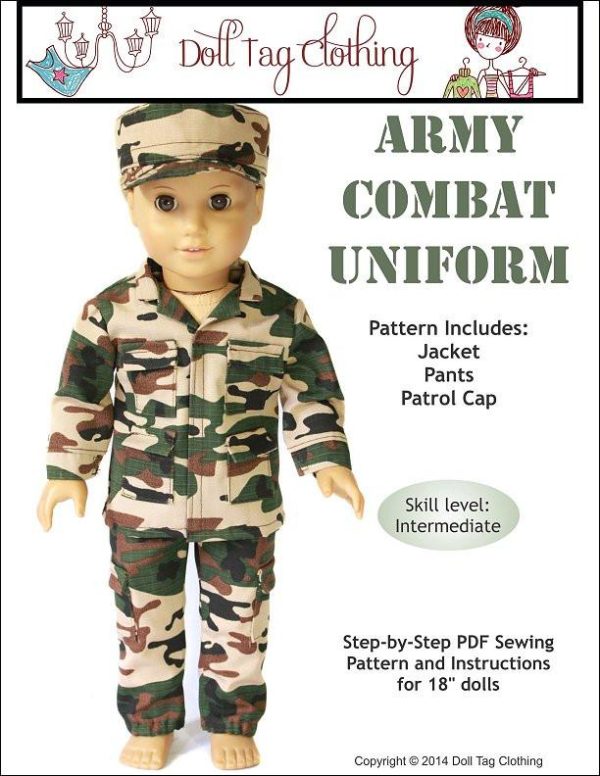 Army Combat Uniform 18  Doll Clothes Pattern For Sale