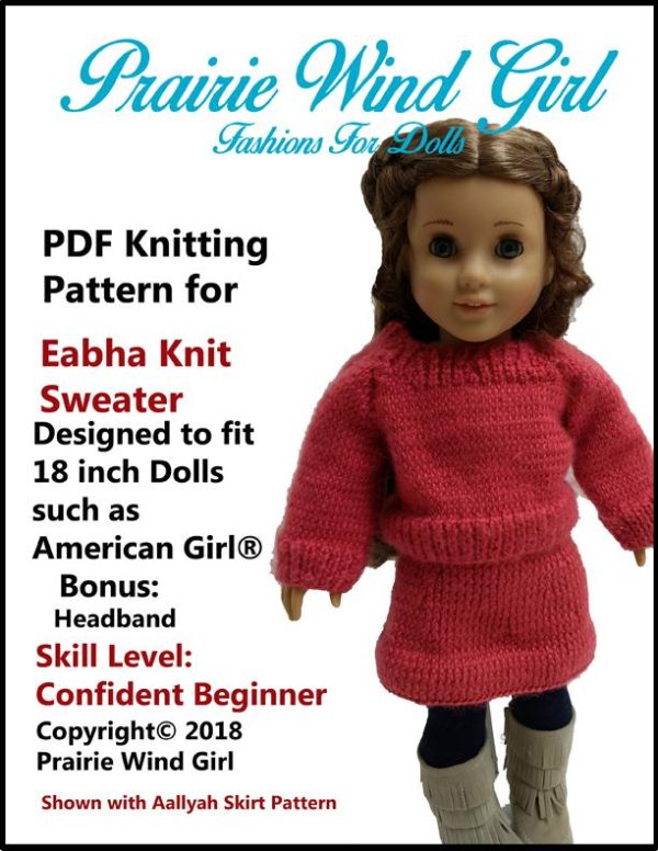 Eabha Knit Sweater 18  Doll Knitting Pattern on Sale