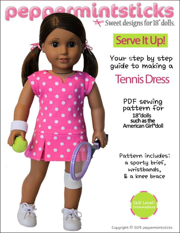 Serve It Up! Tennis Dress 18  Doll Clothes Pattern Sale