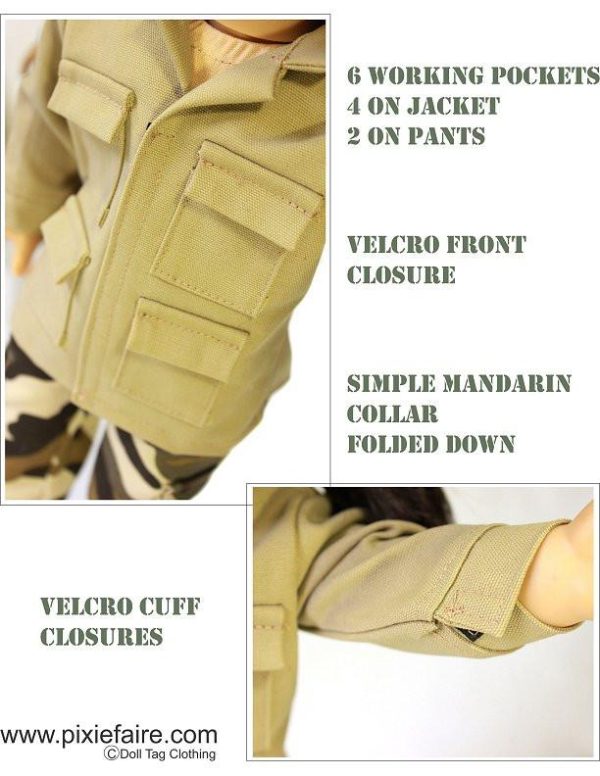 Army Combat Uniform 18  Doll Clothes Pattern For Sale - Image 3