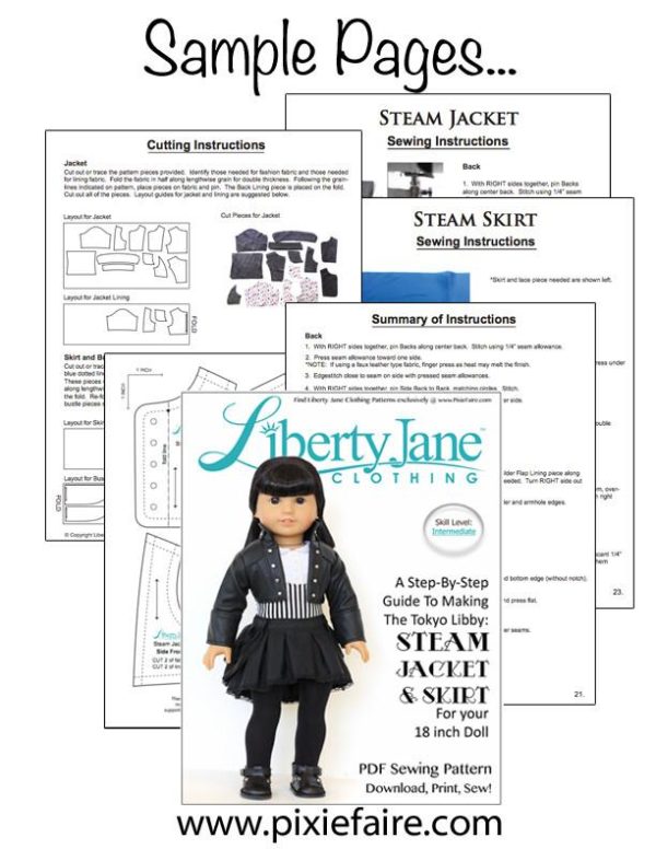 Steam Jacket & Skirt Bundle 18  Doll Clothes Pattern Cheap - Image 3