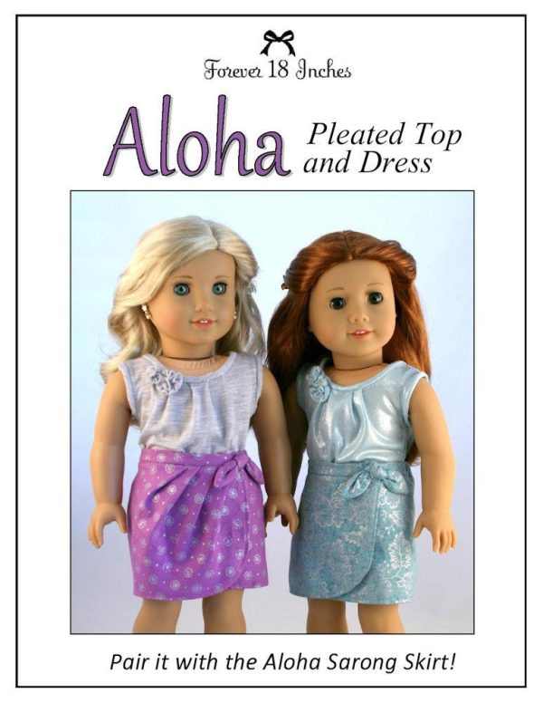 Aloha Pleated Top and Dress 18  Doll Clothes Pattern Online Hot Sale - Image 4