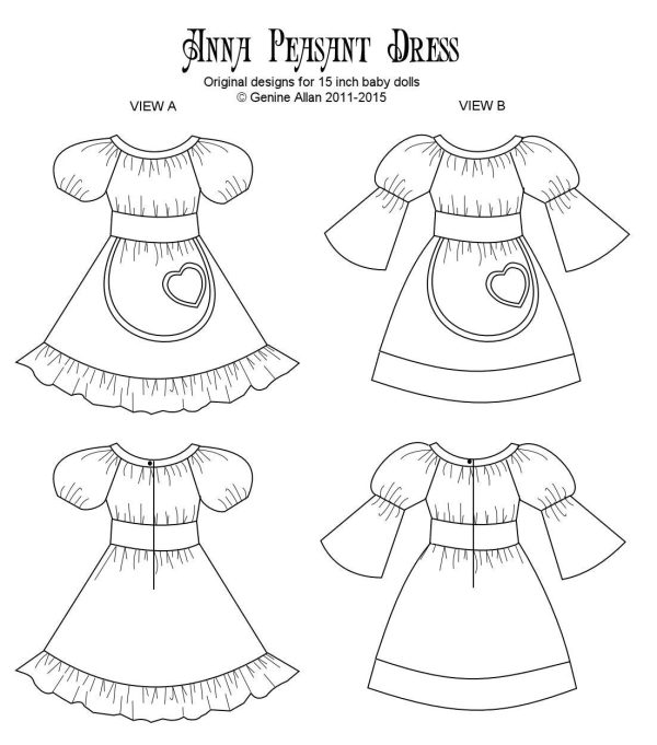 Anna Peasant Dress 15  Baby Doll Clothes on Sale - Image 3