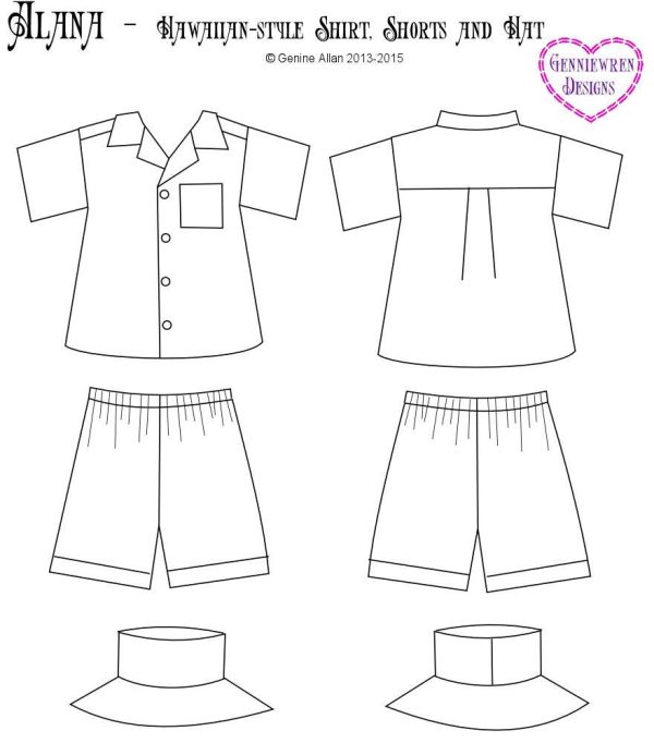 Alana - Hawaiian-Style Shirt, Shorts and Hat 15  Baby Doll Clothes For Discount - Image 4