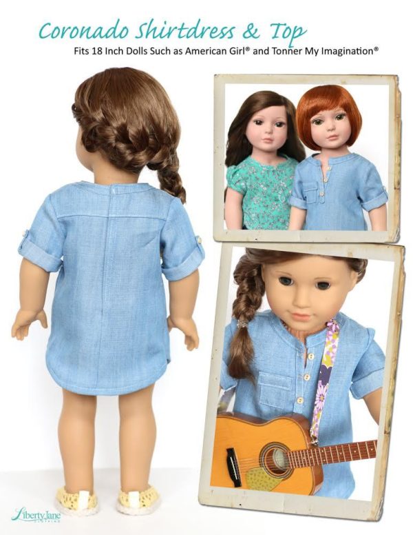 Coronado Shirtdress and Top 18  Doll Clothes Pattern Sale - Image 5