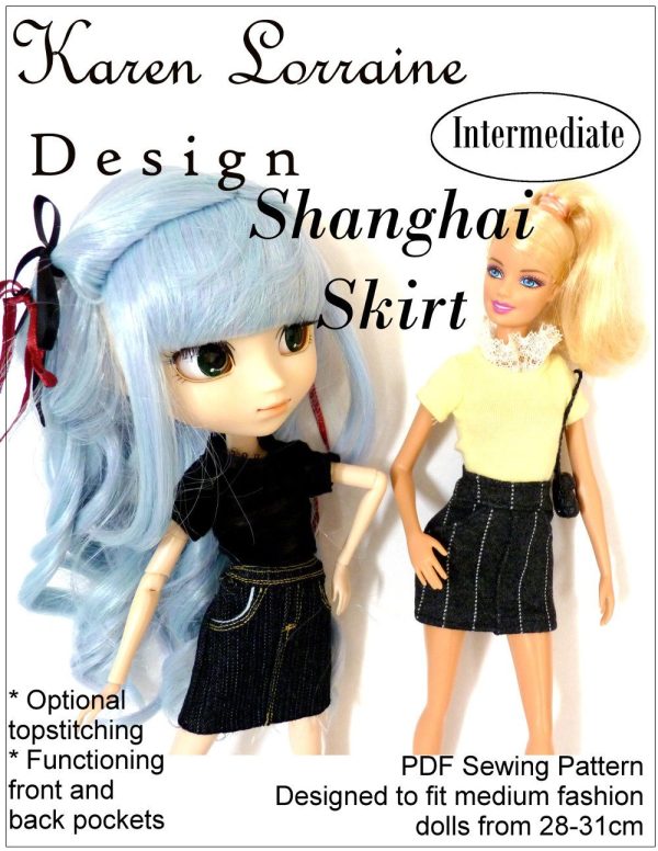 Shanghai Skirt Pattern for 9 -11-1 2  Fashion Dolls For Sale