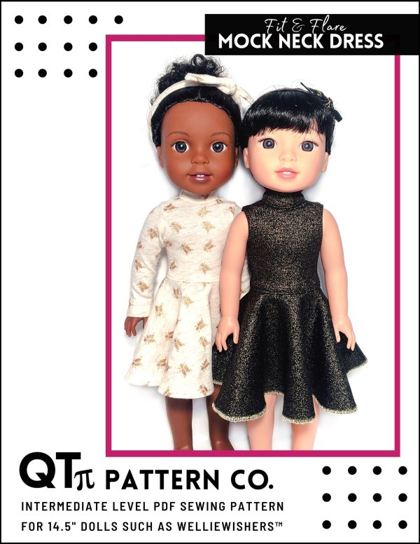 Fit & Flare Mock Neck Dress 14.5  Doll Clothes Pattern For Discount