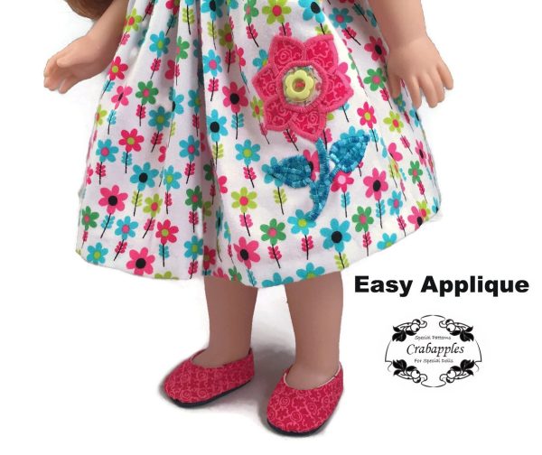 Flutter Sleeve Dress 14.5 Inch Doll Clothes Pattern Online - Image 3