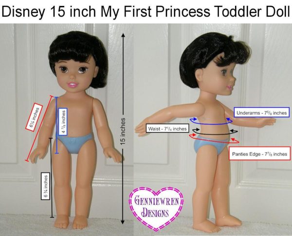 Lizzie - Dress, Top and Capri Pants Pattern for Disney My First Toddler Princess Dolls Supply - Image 5
