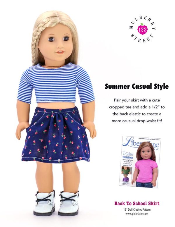 Back to School Skirt 18  Doll Clothes Pattern Online now - Image 4