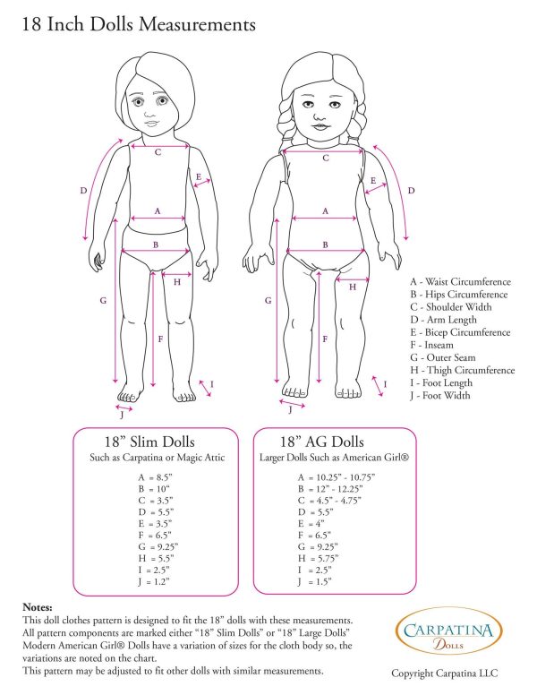18th Century Brunswick Jacket Multi-sized Pattern for Regular and Slim 18  Dolls Supply - Image 3