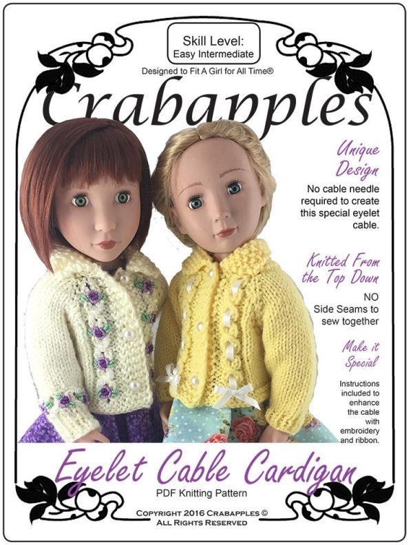 Eyelet Cable Cardigan Knitting Pattern for AGAT Dolls Online Hot Sale