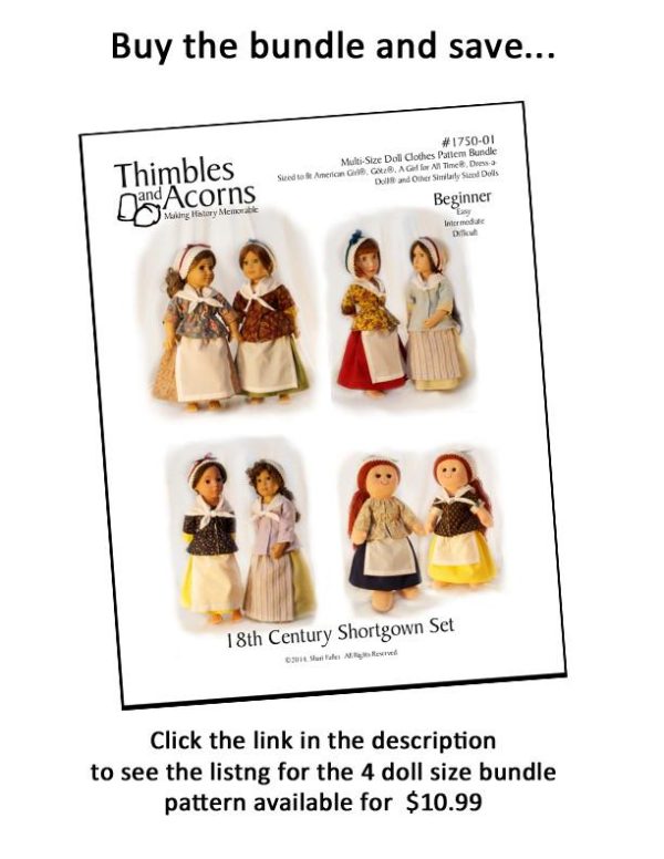 18th Century Shortgown Set Pattern for Gotz and Kidz n Cats Dolls Online now - Image 3
