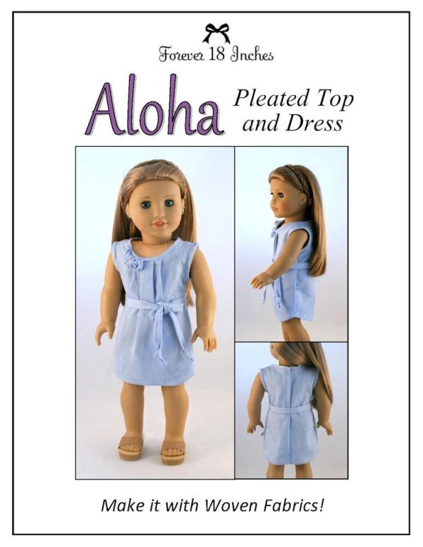 Aloha Pleated Top and Dress 18  Doll Clothes Pattern Online Hot Sale - Image 3
