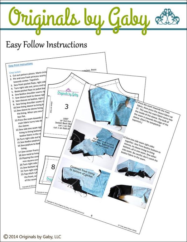 Snappy Little Jacket Bundle 15  and 18  Doll Clothes Pattern For Cheap - Image 5