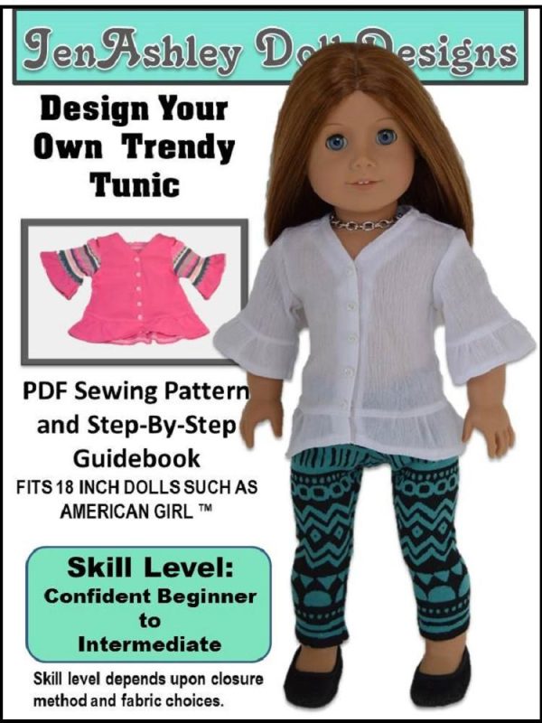 Design Your Own Trendy Tunic 18  Doll Clothes Pattern For Sale
