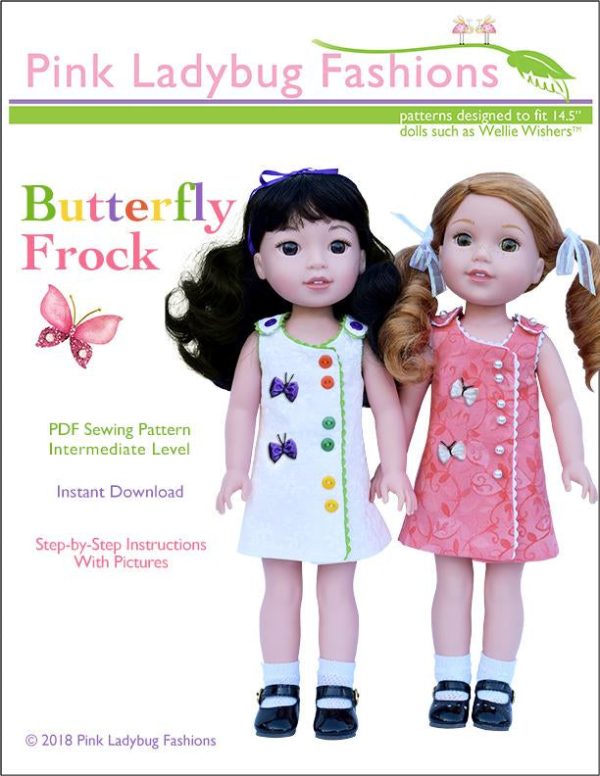 Butterfly Frock 14.5  Doll Clothes Pattern Fashion