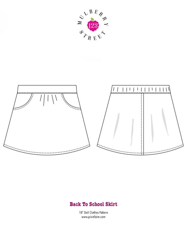 Back to School Skirt 18  Doll Clothes Pattern Online now - Image 2