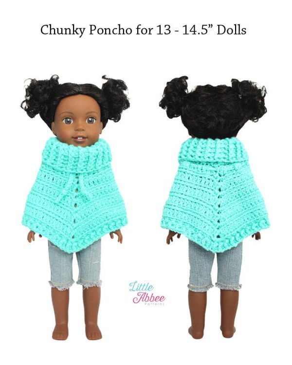 Chunky Poncho Crochet Pattern for 13-14.5  Dolls For Cheap - Image 3