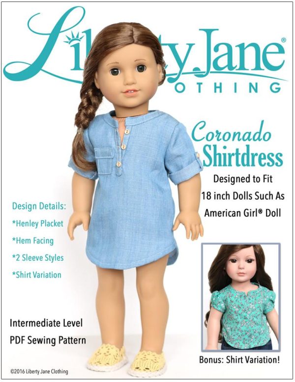 Coronado Shirtdress and Top 18  Doll Clothes Pattern Sale - Image 2