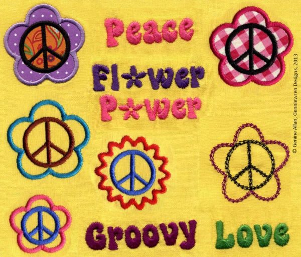 Hippy Chick Flower Power Design Set Machine Embroidery Designs Discount - Image 2