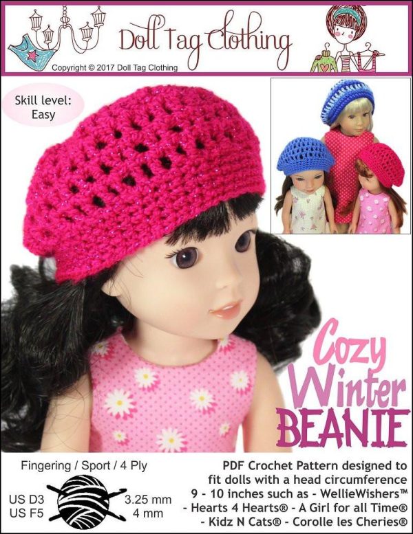 Cozy Winter Beanie Crochet Pattern for 13 to 16 inch Dolls Discount