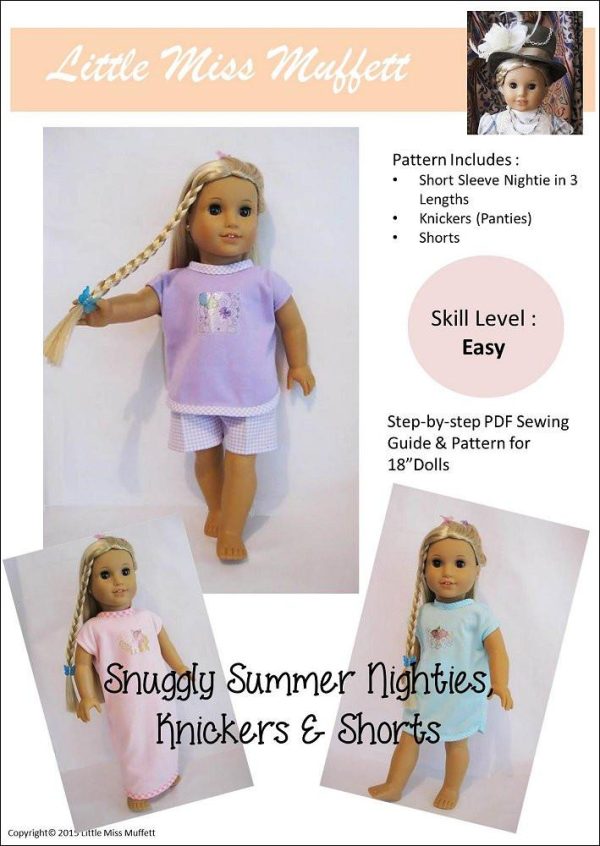 Snuggly Summer Nighties, Knickers & Shorts 18  Doll Clothes Pattern Discount